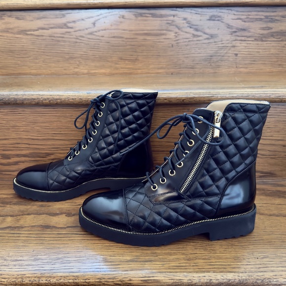 NEW Ron White Tiffany Combat Boot bBlack Weatherproof shine Calf and Nappa - Picture 6 of 10